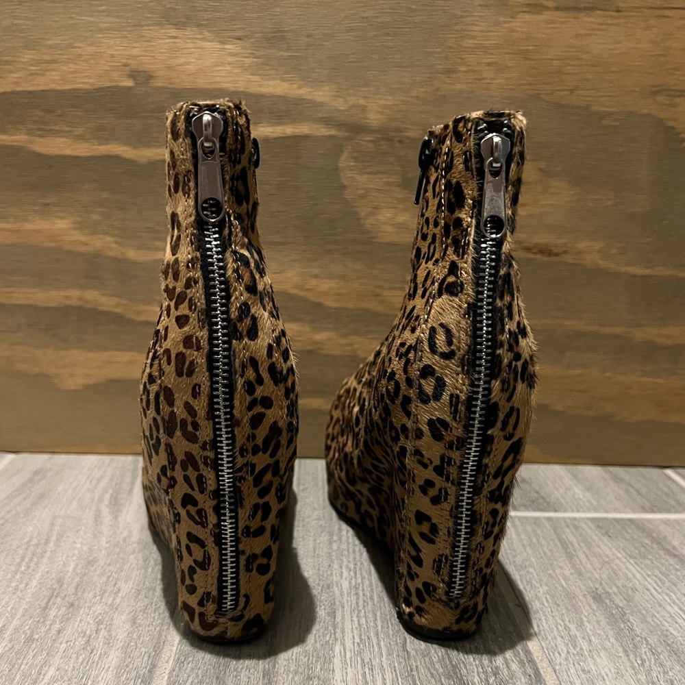 Jeffrey Campbell Pixie Leopard Fur Wedge AnkleBoot - Picture 3 of 9